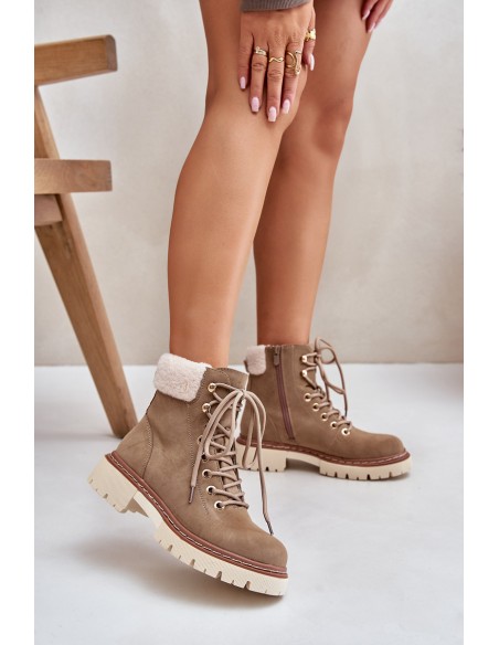 Insulated ankle boots women's with zipper khaki Ferelia