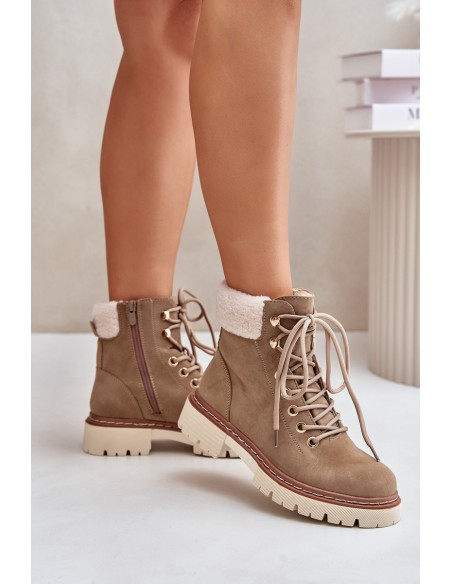 Insulated ankle boots women's with zipper khaki Ferelia