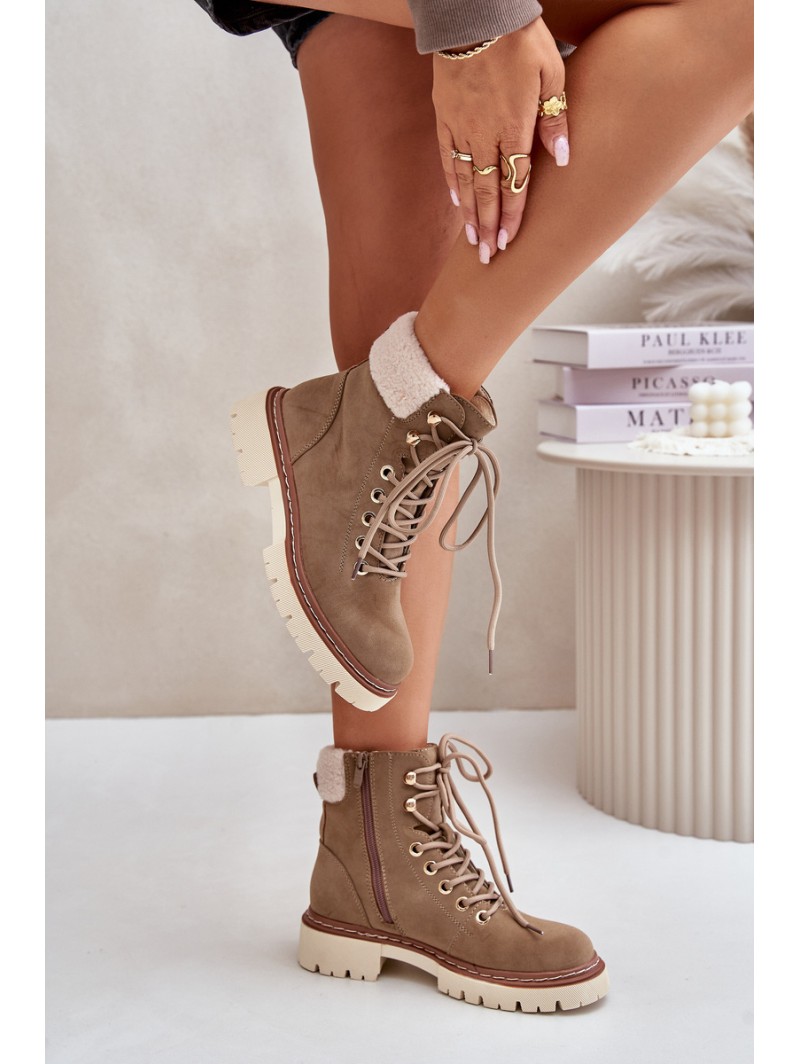 Insulated ankle boots women's with zipper khaki Ferelia