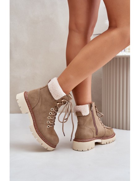 Insulated ankle boots women's with zipper khaki Ferelia