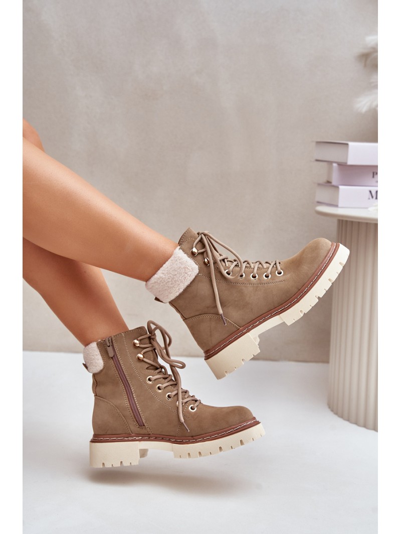 Insulated ankle boots women's with zipper khaki Ferelia