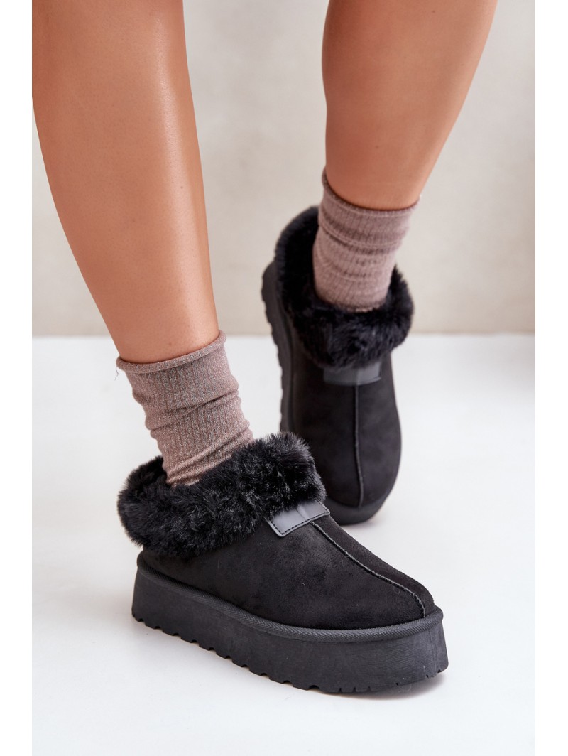 Women's Fur-Trimmed Snow Boots Black Rainsa