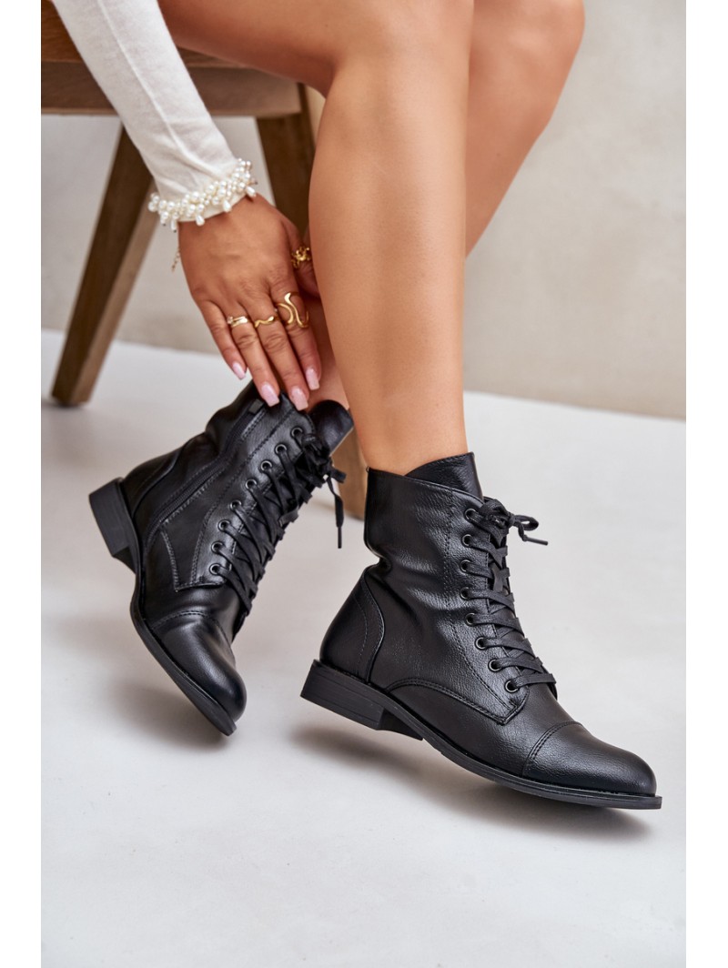 Warm Eco Leather Zip Boots Black Leanaris