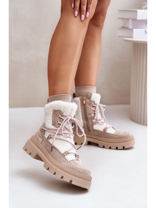 Boots With Fur Shearling Beige Merilana 2