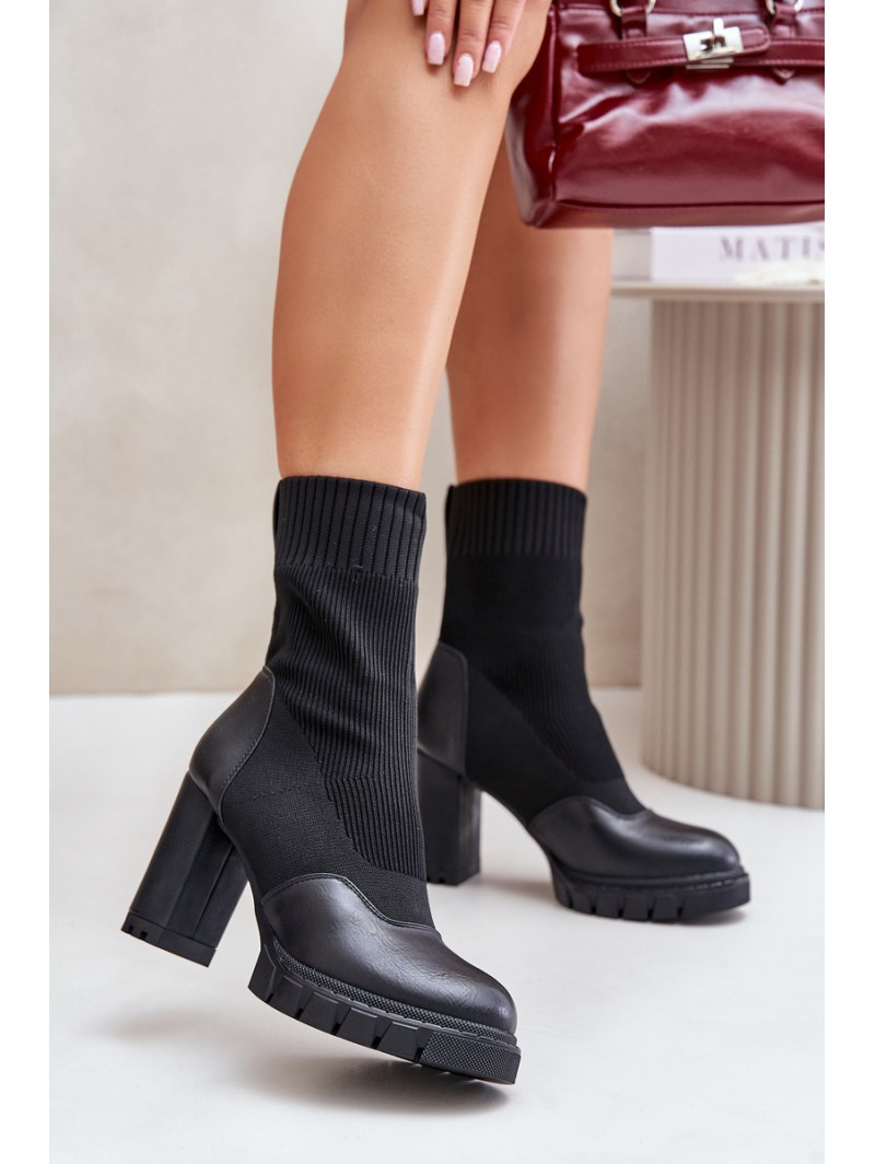 Heeled Boots with Sock Black Atansa