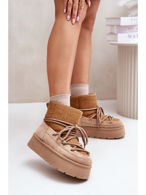 Snow Boots With Lacing On Platform Brown Mavora 2