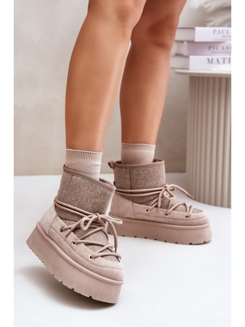 Snow Boots With Lacing On Platform Beige Mavora 2