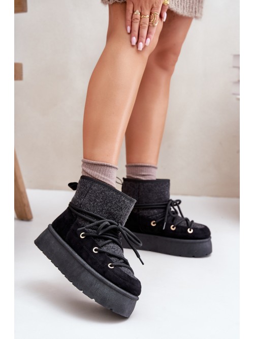 Snow Boots With Lacing On Platform Black Mavora 2