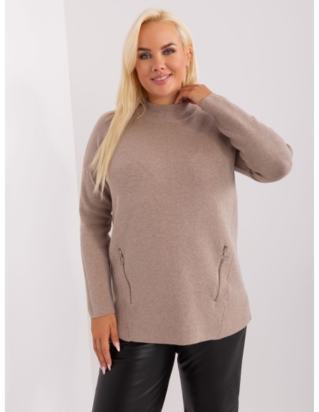 Sweter-PM-SW-PM717.20-ciemny bezowy