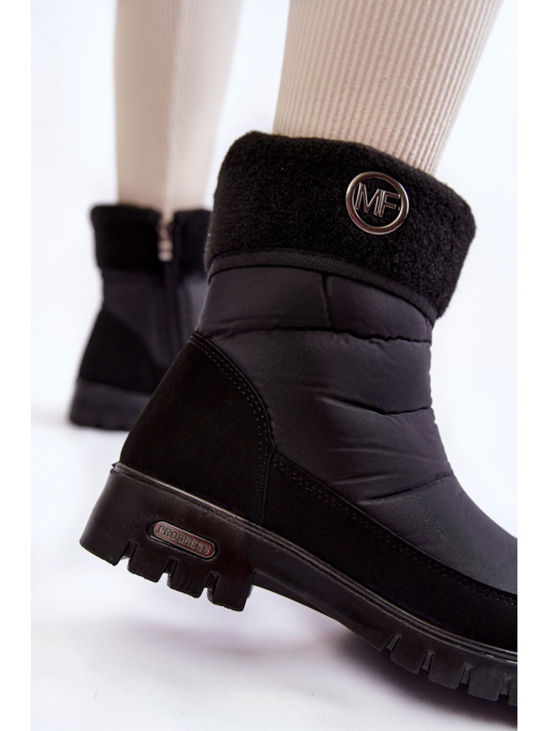 Women's Fashionable insulated snow boots Progress PROGJ-21-13 Black