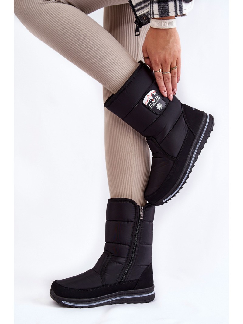Women's Snow Boots With Zipper Progress PROGJ-21-09 Black