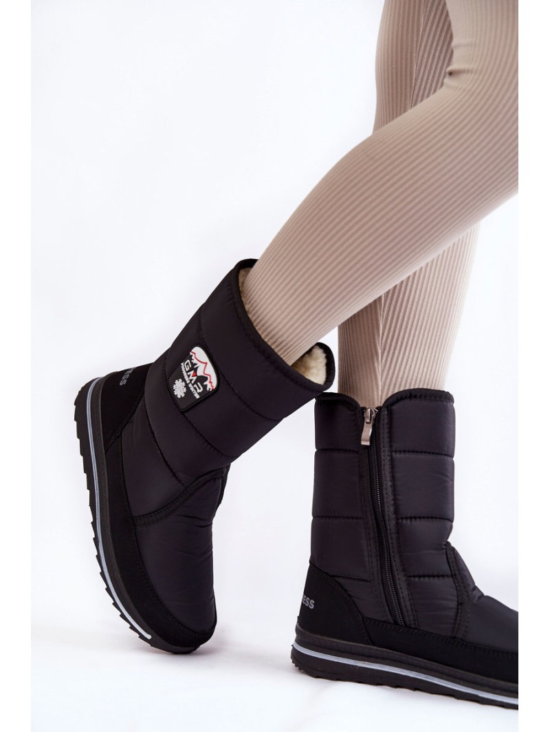 Women's Snow Boots With Zipper Progress PROGJ-21-09 Black