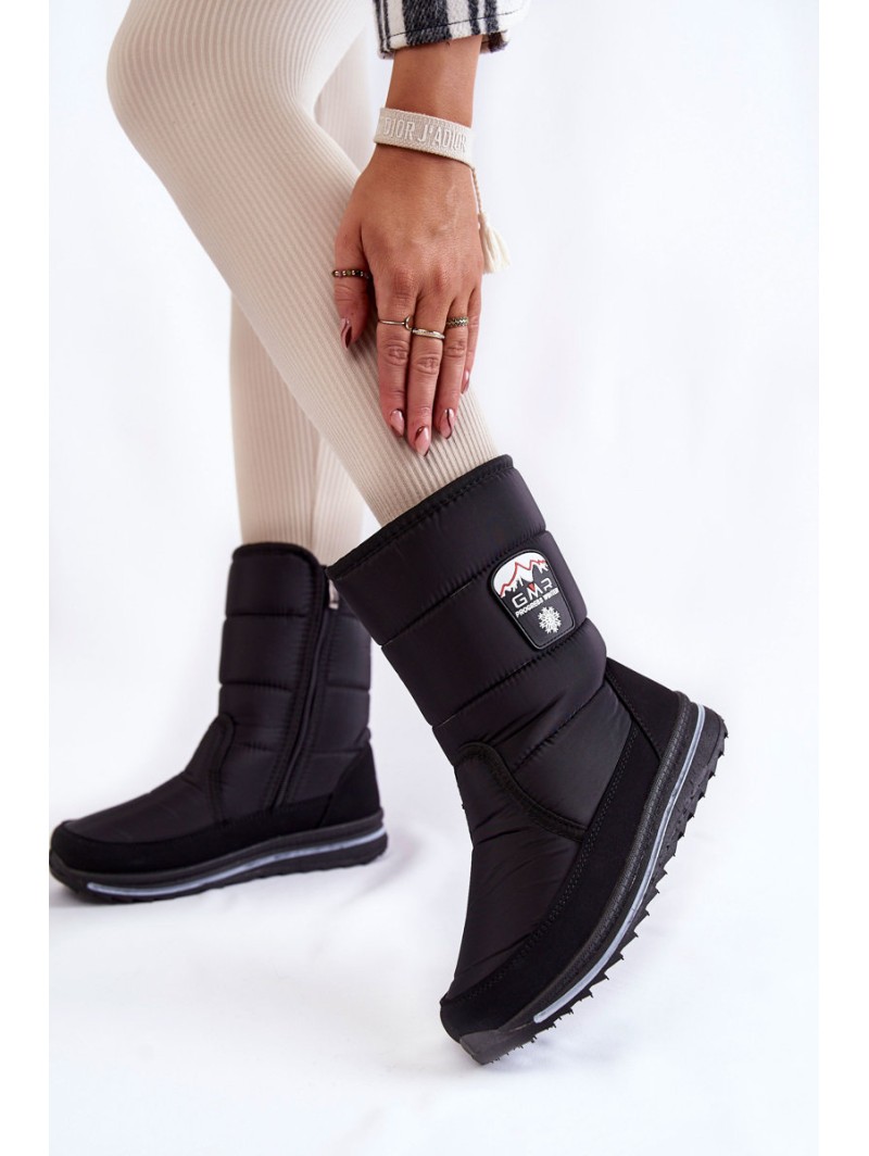 Women's Snow Boots With Zipper Progress PROGJ-21-09 Black
