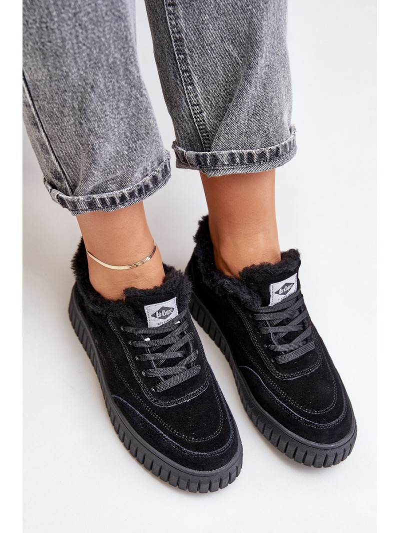 Leather Women's Sneakers Insulated with Fur Black Lee Cooper LCJ-24-01-2973