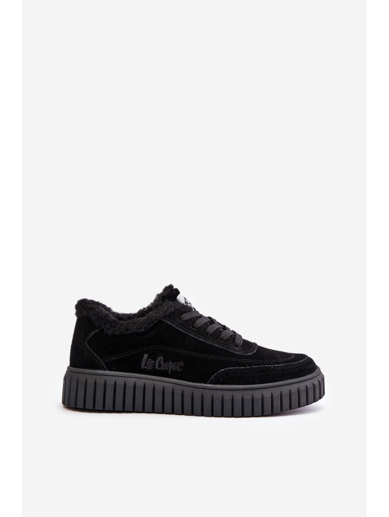 Leather Women's Sneakers Insulated with Fur Black Lee Cooper LCJ-24-01-2973