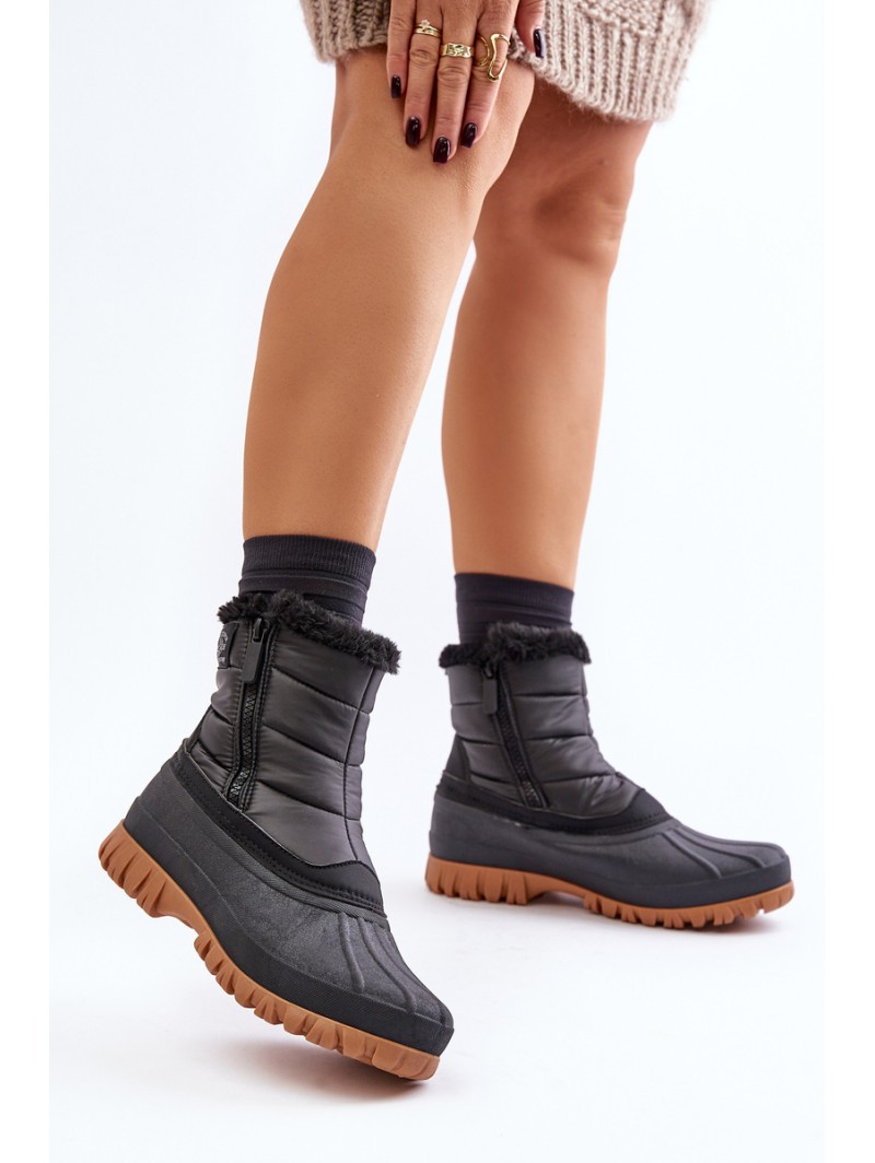 Women's Insulated Snow Boots with Fur on Zipper Lee Cooper LCJ-24-44-2866 Black