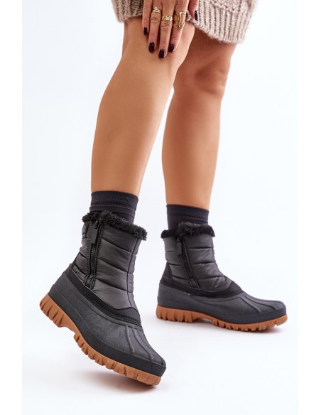 Women's Insulated Snow Boots with Fur on Zipper Lee Cooper LCJ-24-44-2866 Black
