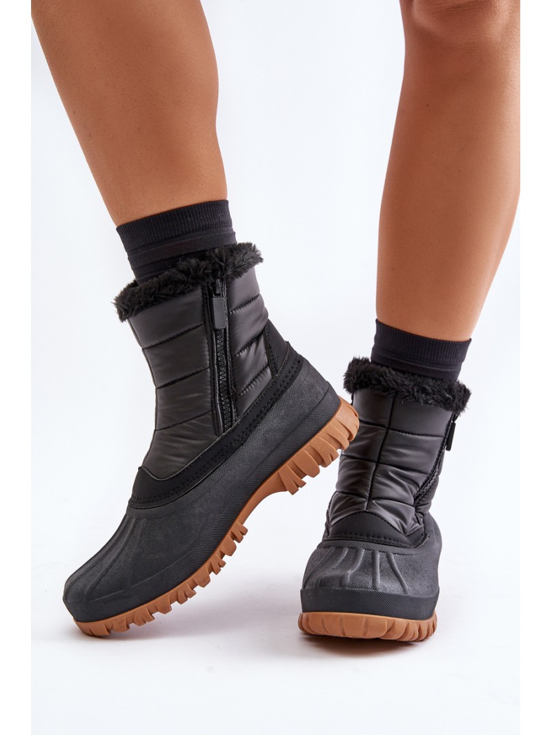 Women's Insulated Snow Boots with Fur on Zipper Lee Cooper LCJ-24-44-2866 Black