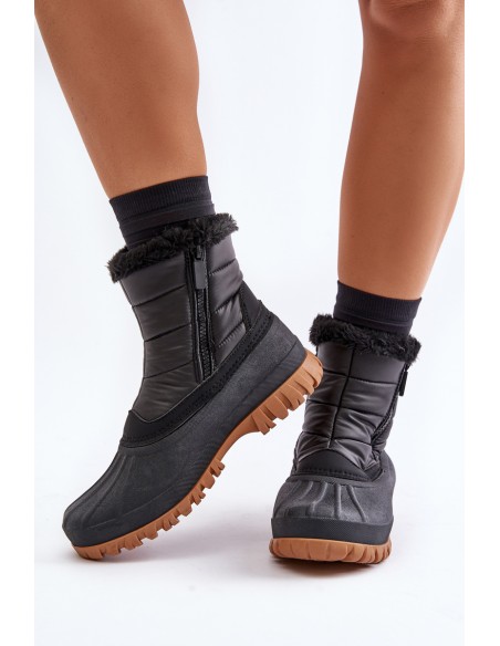Women's Insulated Snow Boots with Fur on Zipper Lee Cooper LCJ-24-44-2866 Black