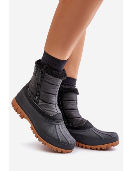 Women's Insulated Snow Boots with Fur on Zipper Lee Cooper LCJ-24-44-2866 Black