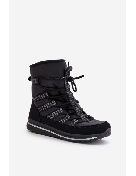 Women's Lace-up Snow Boots Progress PROGJ-22-134 Black