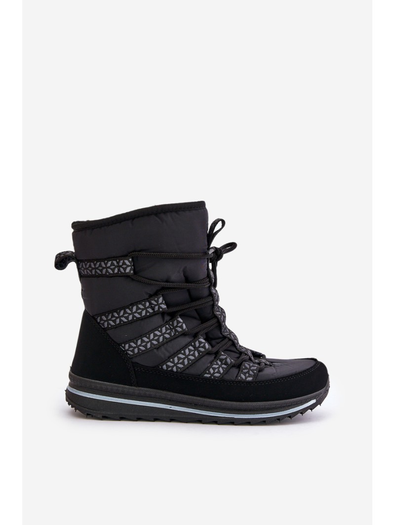 Women's Lace-up Snow Boots Progress PROGJ-22-134 Black