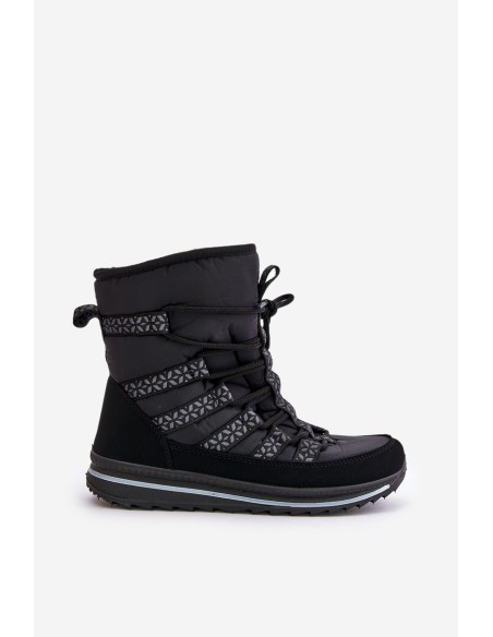 Women's Lace-up Snow Boots Progress PROGJ-22-134 Black