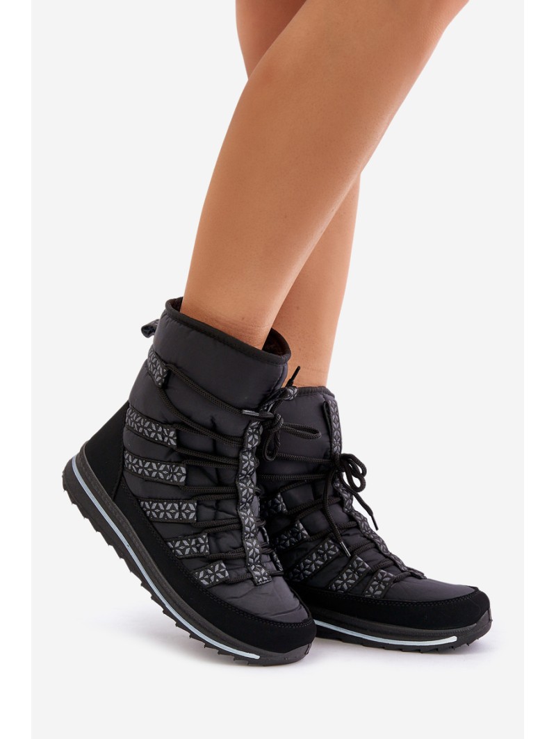 Women's Lace-up Snow Boots Progress PROGJ-22-134 Black