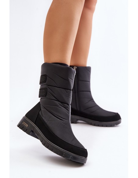 Women's Snow Boots With Zipper Progress PROGJ-21-16 Black