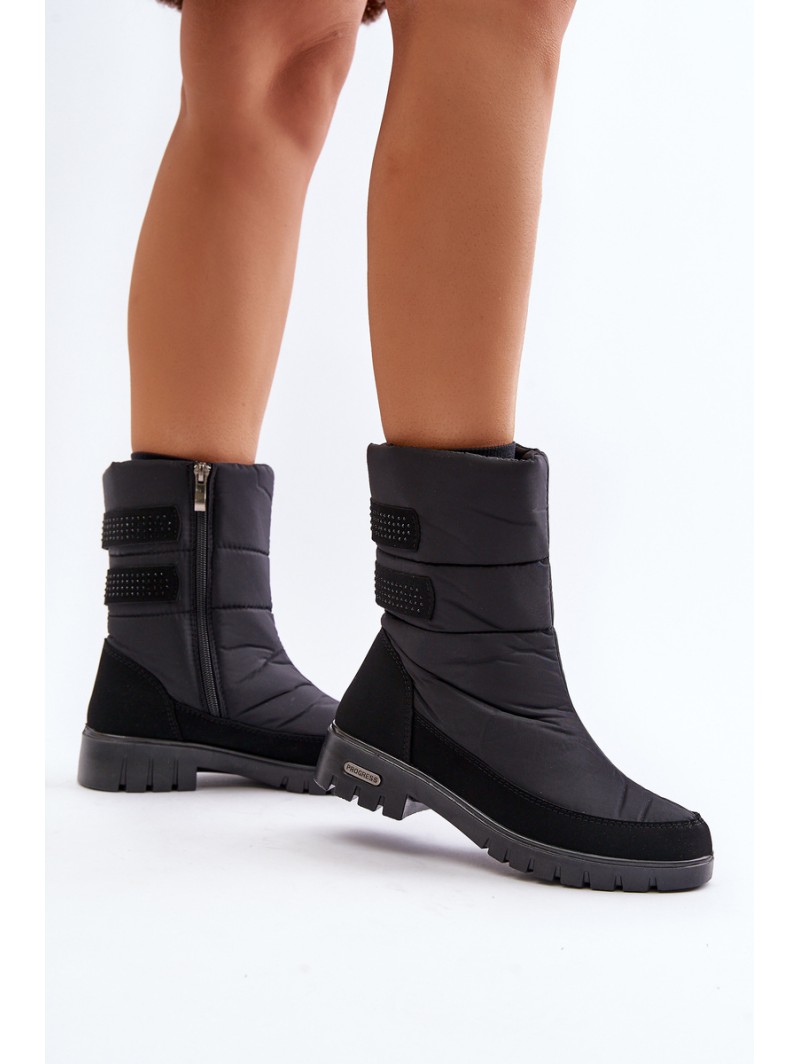 Women's Snow Boots With Zipper Progress PROGJ-21-16 Black