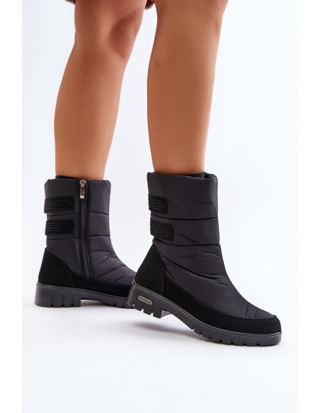 Women's Snow Boots With Zipper Progress PROGJ-21-16 Black