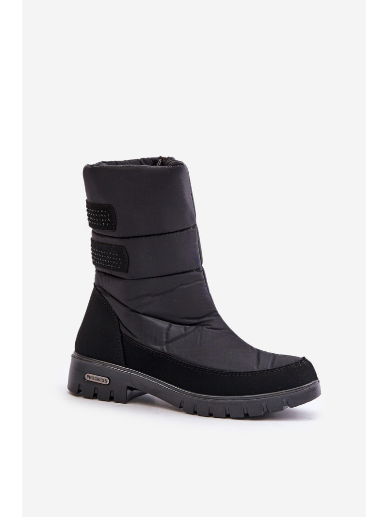 Women's Snow Boots With Zipper Progress PROGJ-21-16 Black