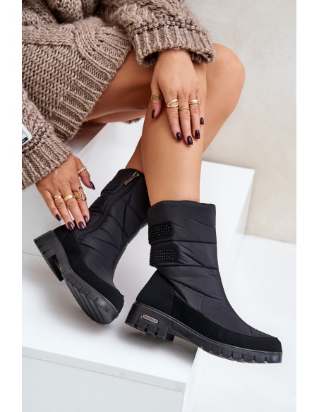 Women's Snow Boots With Zipper Progress PROGJ-21-16 Black