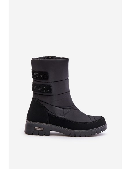 Women's Snow Boots With Zipper Progress PROGJ-21-16 Black