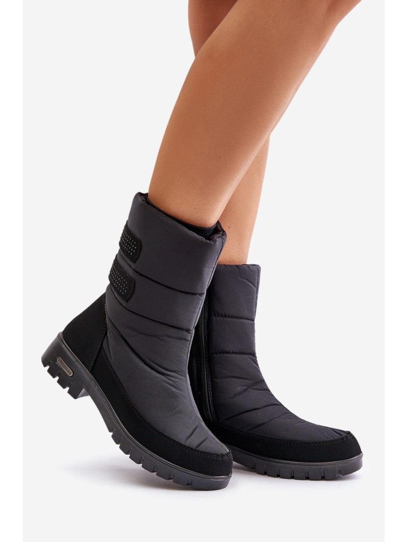 Women's Snow Boots With Zipper Progress PROGJ-21-16 Black