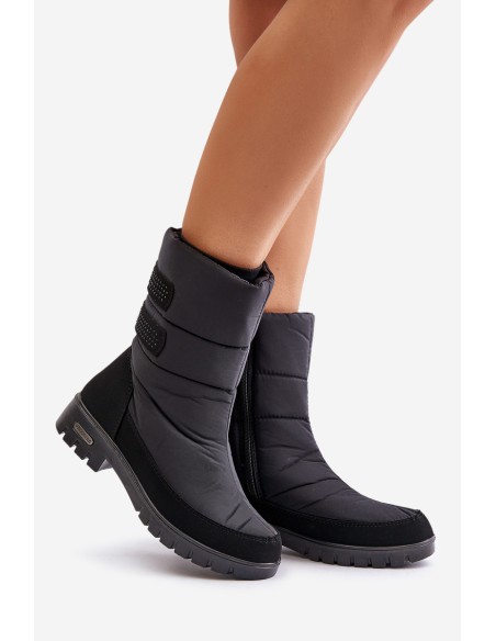 Women's Snow Boots With Zipper Progress PROGJ-21-16 Black