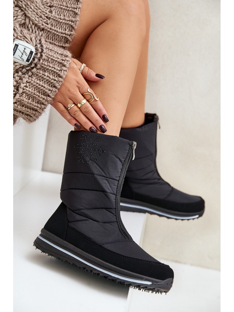 Women's Snow Boots With Zipper PROGJ-22-130 Black