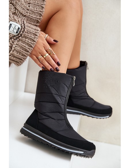 Women's Snow Boots With Zipper PROGJ-22-130 Black