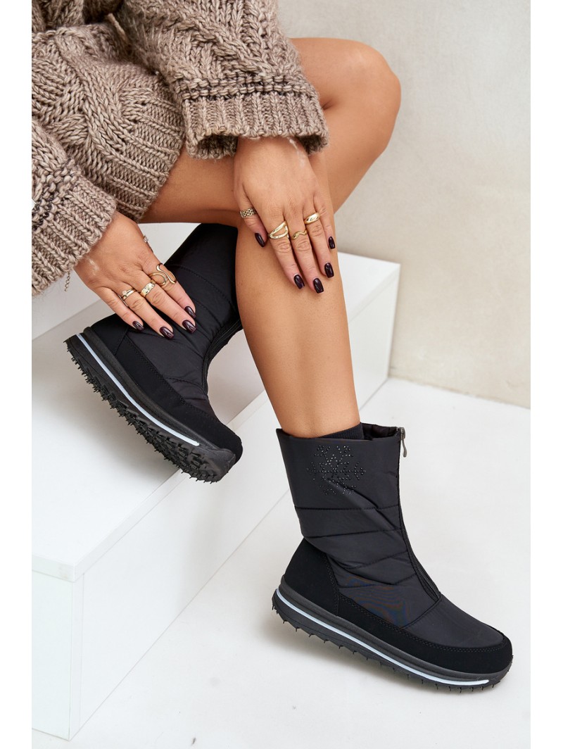 Women's Snow Boots With Zipper PROGJ-22-130 Black