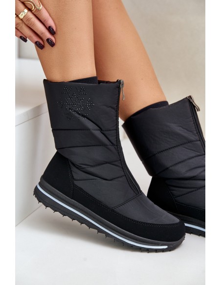 Women's Snow Boots With Zipper PROGJ-22-130 Black
