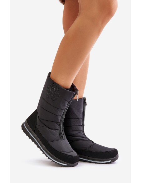 Women's Snow Boots With Zipper PROGJ-22-130 Black