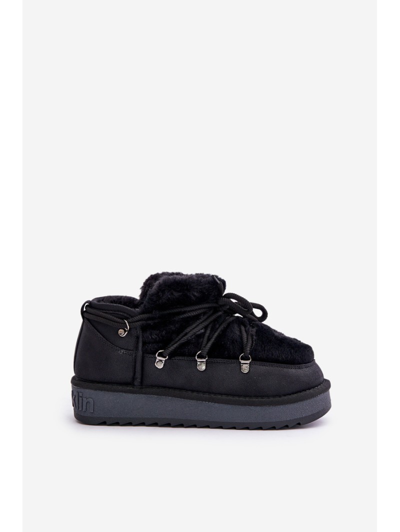 Low Snow Boots On Platform With Fur D.Franklin Black DFSH370011