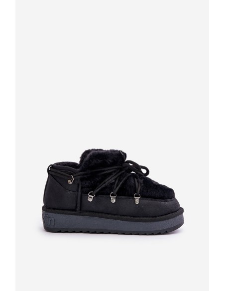 Low Snow Boots On Platform With Fur D.Franklin Black DFSH370011