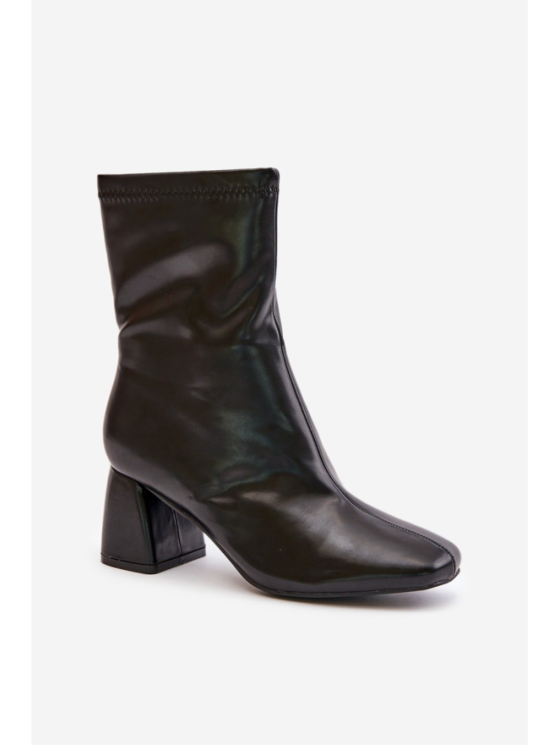 Smooth Women's Ankle Boots On Heel Made Of Eco Leather Black Izariel