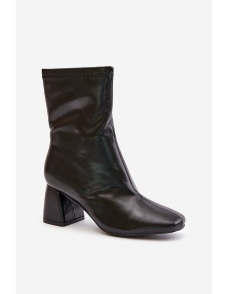 Smooth Women's Ankle Boots On Heel Made Of Eco Leather Black Izariel