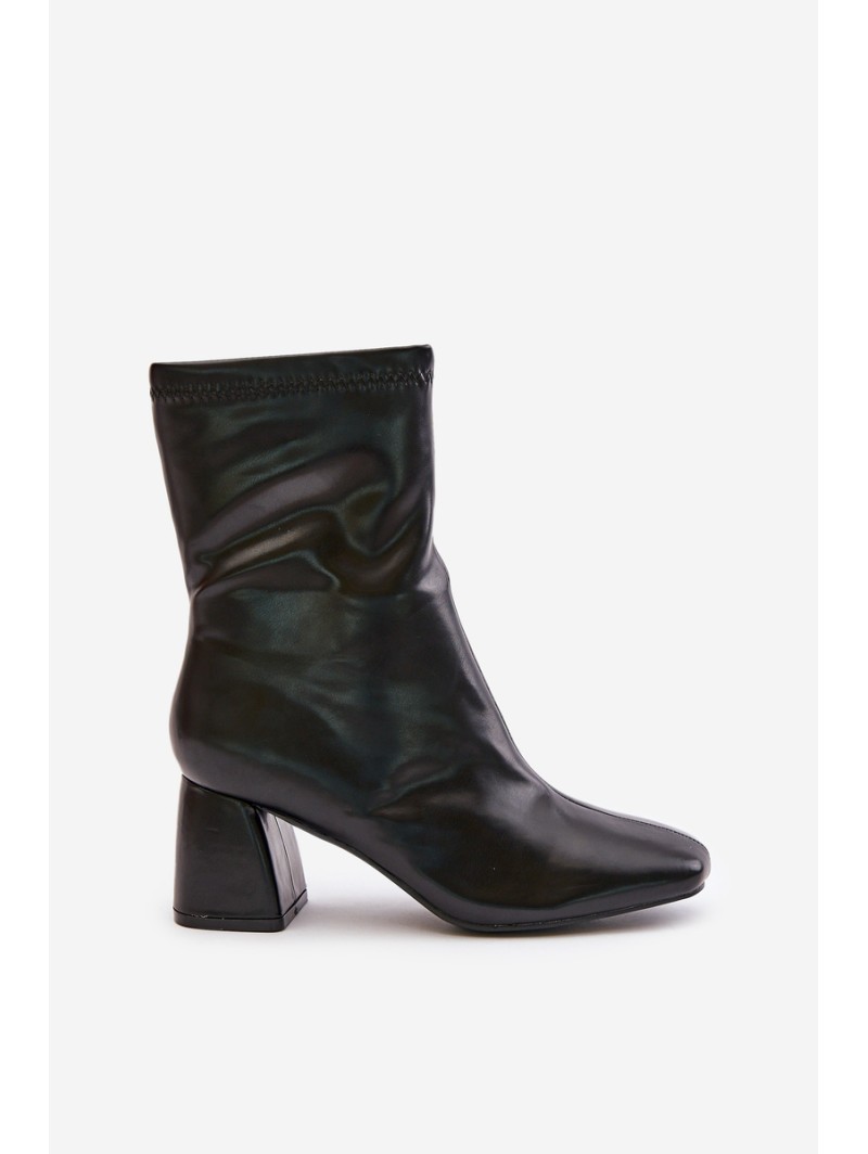 Smooth Women's Ankle Boots On Heel Made Of Eco Leather Black Izariel