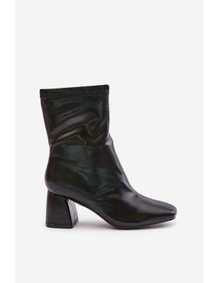 Smooth Women's Ankle Boots On Heel Made Of Eco Leather Black Izariel
