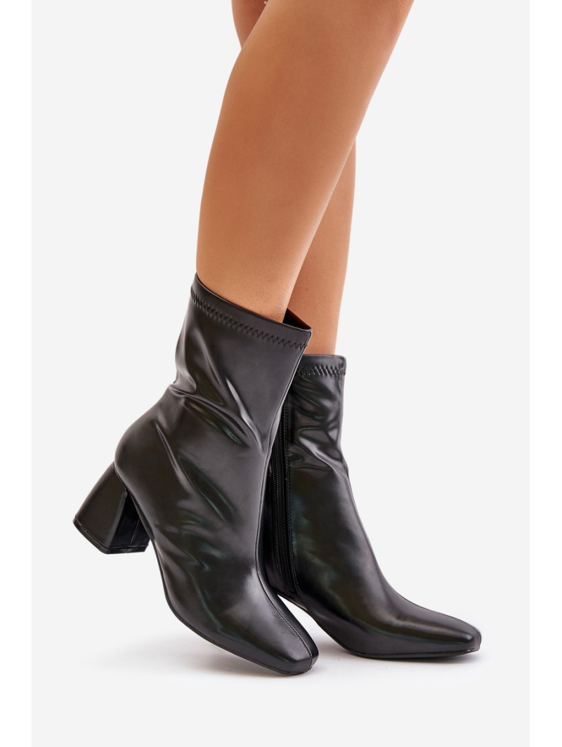 Smooth Women's Ankle Boots On Heel Made Of Eco Leather Black Izariel