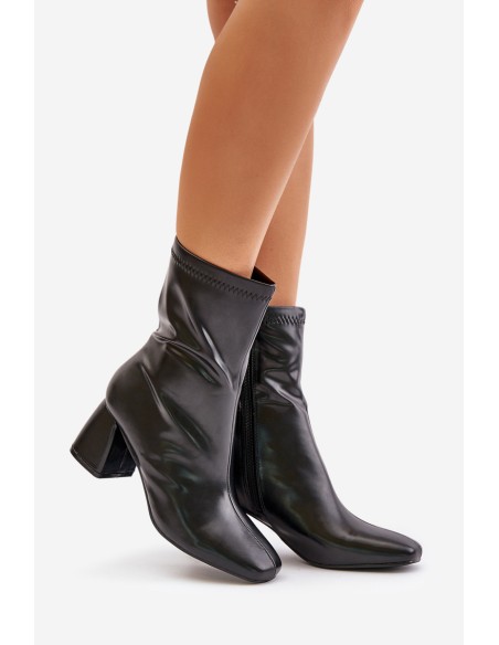 Smooth Women's Ankle Boots On Heel Made Of Eco Leather Black Izariel