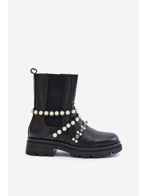 Women's Chelsea Boots With Decorative Straps Black Sintitia 2